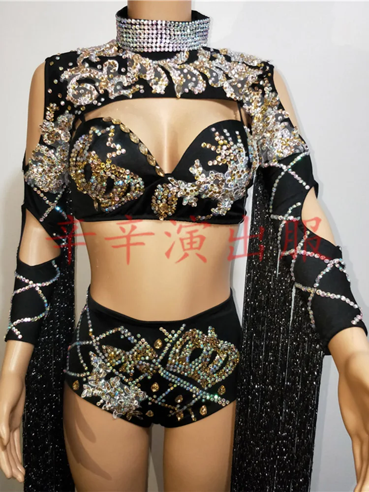 High Quality Hot Diamond Tassel Sexy Suspender Wrap Chest Set 2024 New Fashionable Custom Women'S Clothing