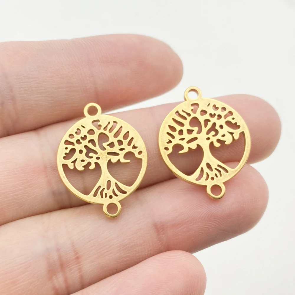 

3Pieces/Lot Golden Stainless Steel Tree High Polished Tree Of Life Pendant Peace Apple Tree Fit Necklace Dangle Charm Drop Sell