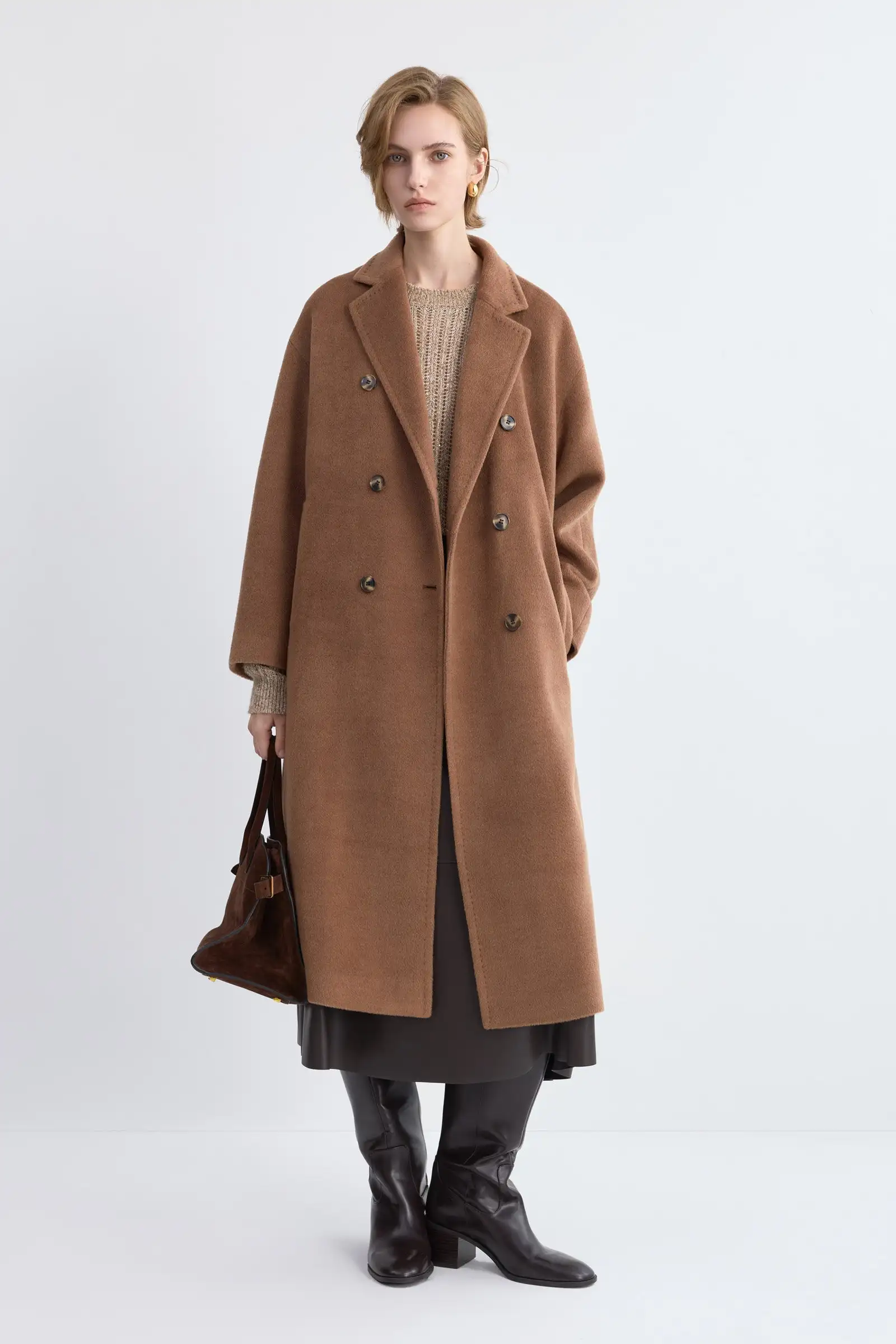 LILY Wool Long Drop-Shoulder Coat