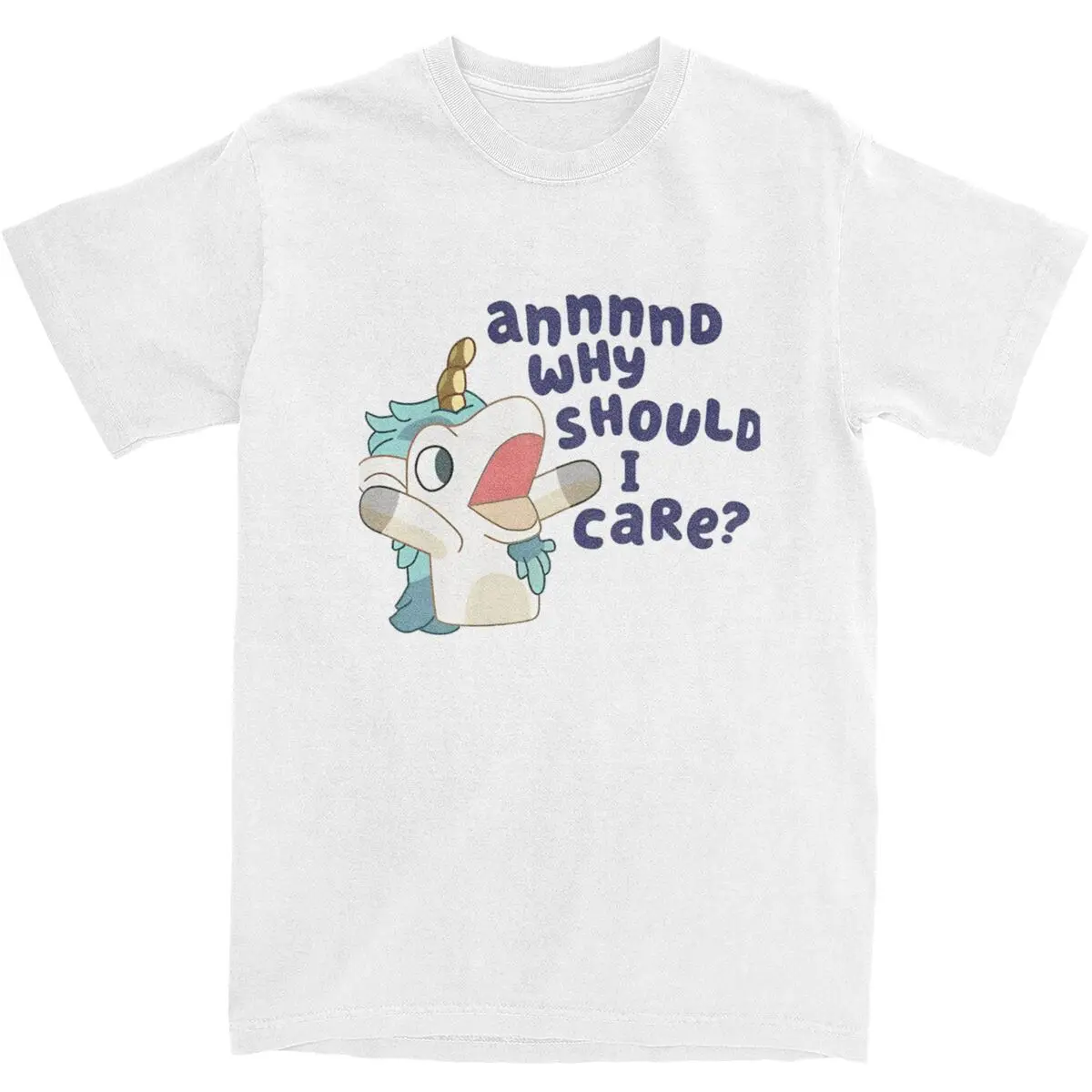 Why Should I Care Unicorse T Shirt Men's Hot Anime Blueyed Vintage 100% Cotton T-Shirts Summer O Neck Trendy Cool Tees Gift