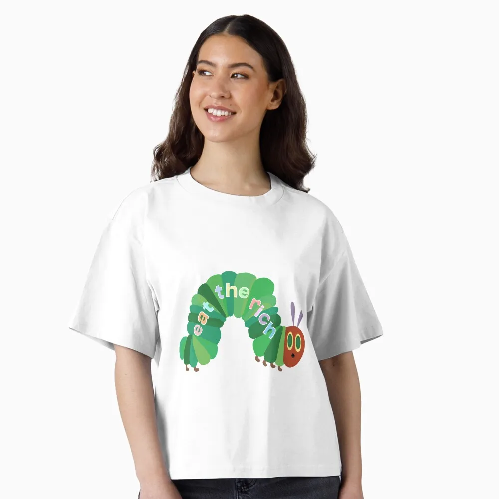 Eat The Rich Hungry Caterpillar Casual T-Shirt Men's and Women's Luxury Brand Top