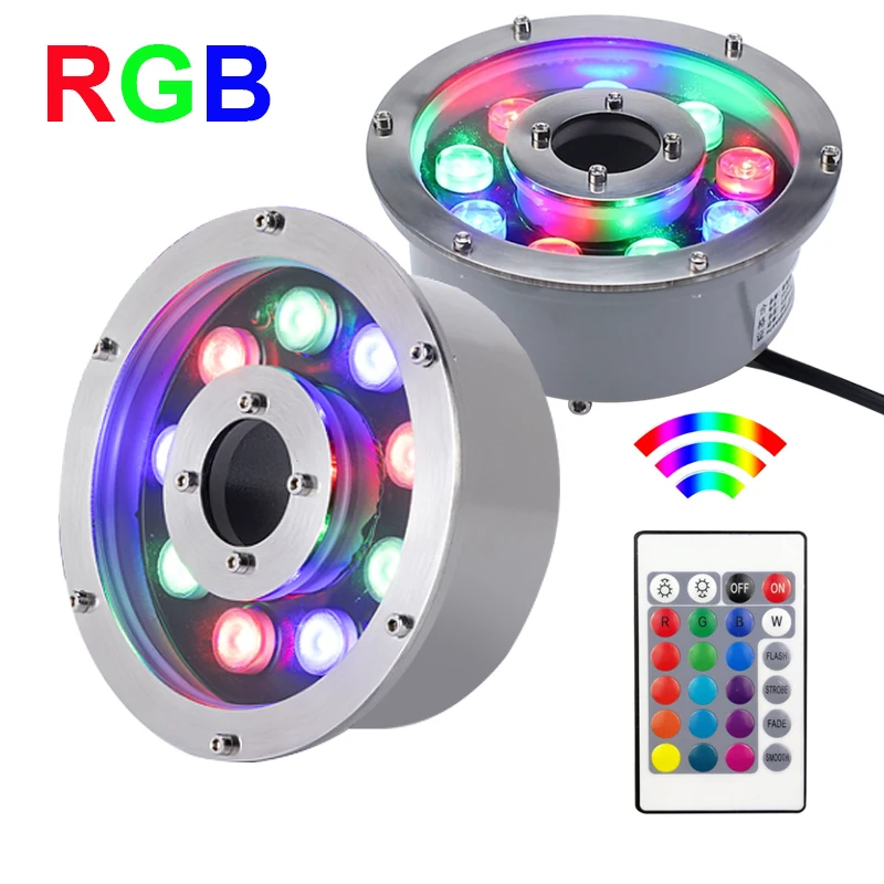 

Waterproof IP68 RGB Fountain Light Multi Color DC24V Outdoor Led Underwater Lamp for Fish Tank Pond Swimming Pool Spa Party Park