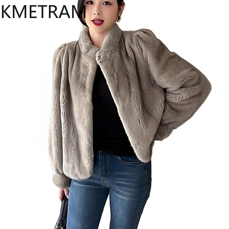 

KMETRAM 100% Whole Mink Fur Jackets Woman Stand Collar Short Real Mink Fur Coat Winter Jacket Women Clothing 2026 шуба женская