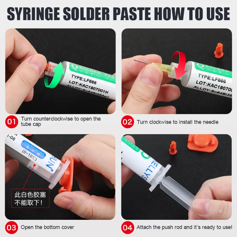 معجون لحام حقنة خالية من الرصاص ، درجة حرارة منخفضة ، SMD ، Sn42Bi58 ، LED ، BGA ، لحام الهاتف ، إصلاح القصدير ، ℃ ، جديد
