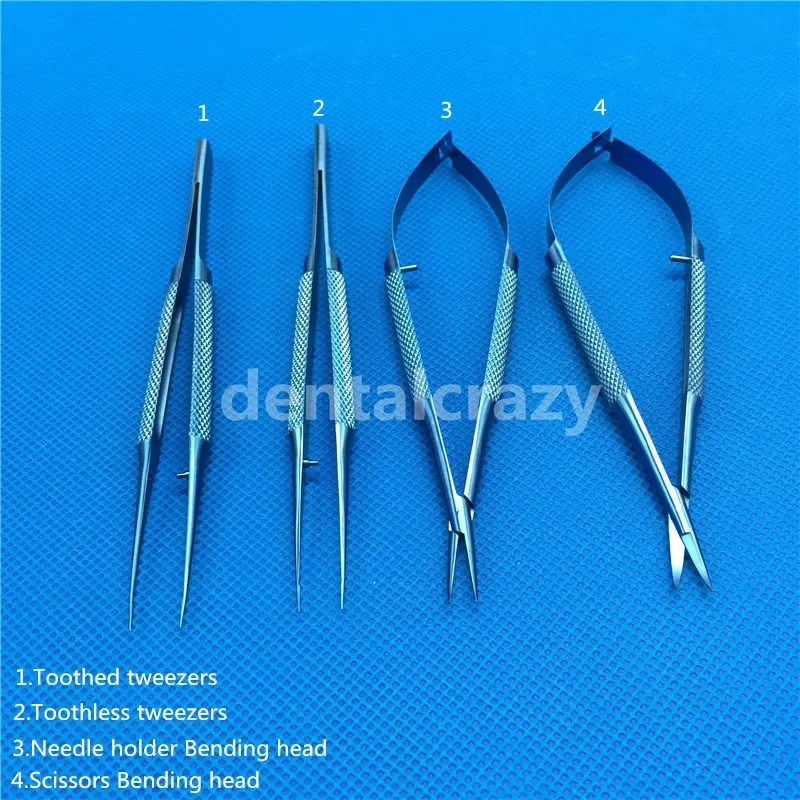 

Dental Instruments 16cm Ophthalmic Surgical Instruments Titanium Scissors+Needle Holders +Tweezers Surgical tools