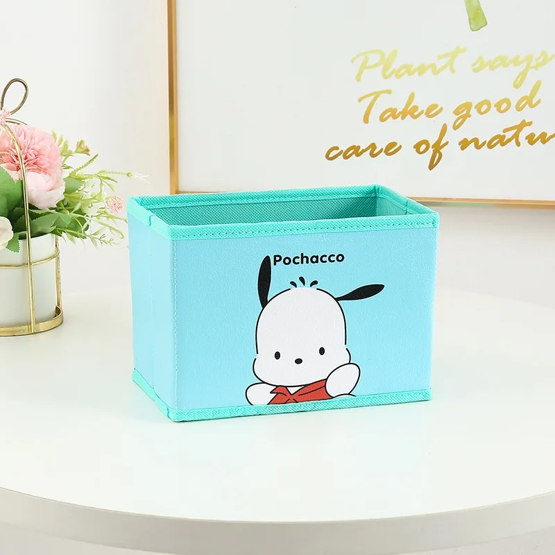 Sanrio kt  Melody PU Foldable Desktop  Clutter Storage Box  Dormitory Cosmetics Snacks Organization Storage Basket Waterproof