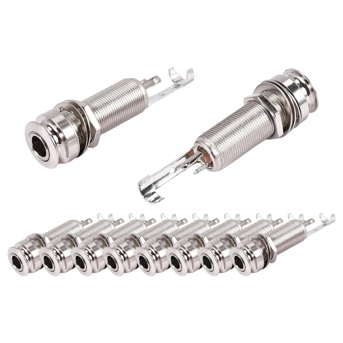 A44T10PCS لاقط الجيتار Endpin الناتج جاك النيكل حزام قفل الكروم