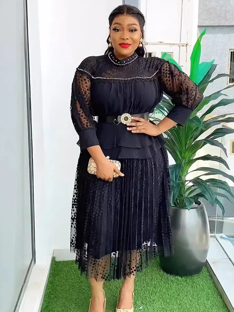 Sukienki letnie damskie 2025 Dubaj Afrykańskie wesele przyjęcie studniówka suknia wieczorowa Dashiki plisowana długa suknia biurowa odzież damska