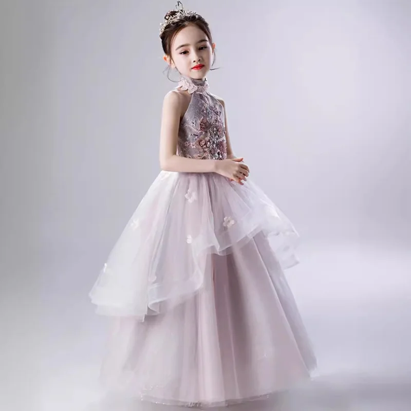

Children's Puffy Skirt Little Evening Girl's Birthday Party Host Dress Princess Style