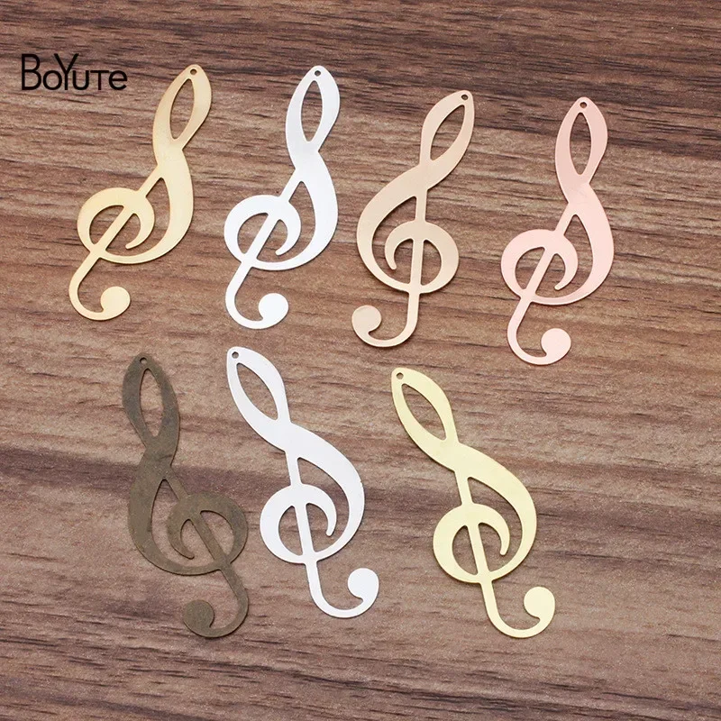 BoYuTe (50 Pieces/Lot) 19*53MM Metal Brass Music Sign Pendant Materials Handmade DIY Jewelry Accessories