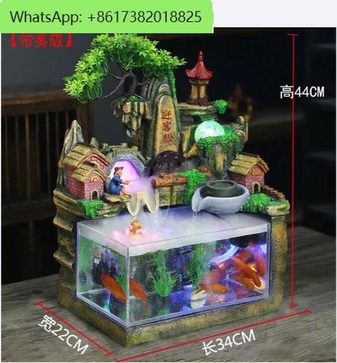 Desktop Fish Tank Decoration Make a Fortune as Endless as Flowing Water Decoration Small Rockery Fountain Office Living