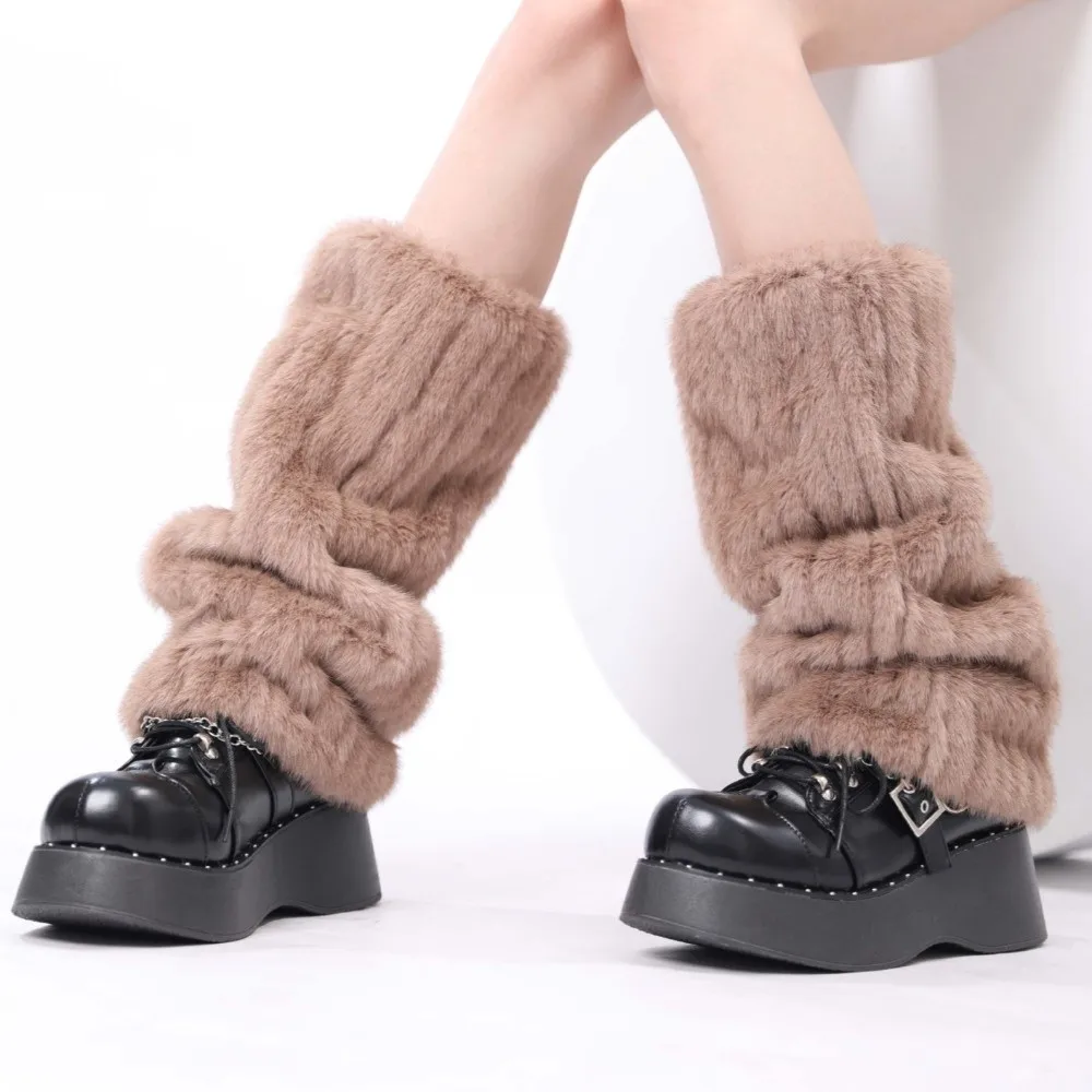 

Foot Cover Faux Fur Furry Leg Warmers Japanese Style 25/40/50cm Long Tube Sock Thickened Soft Lolita Boots Cover Autumn/Winter