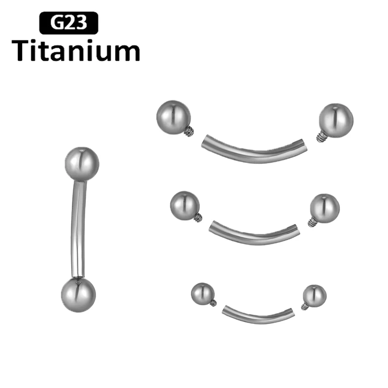 1PC F136 Titanium Eyebrow Piercing Banana Eyebrow Rings Internally Threaded Lip Piercing Earrings Studs Body Jewelry G23