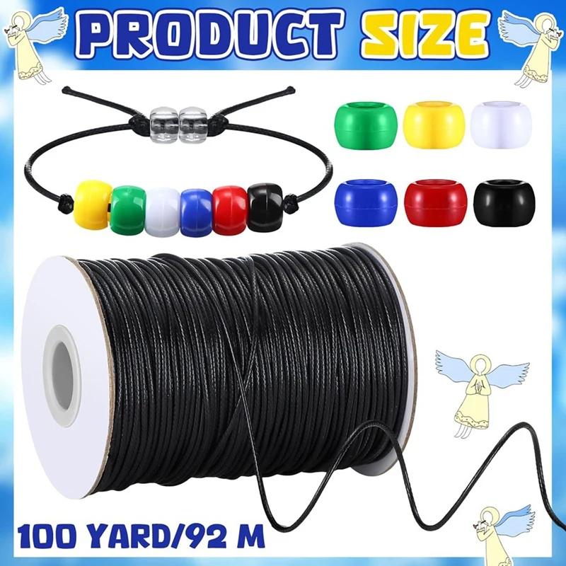 1400Pc Plan Black Red White Yellow Green Blue Clear Beads With 100 Yards Waxed Cotton Thread Cord Christian Teaching Kit