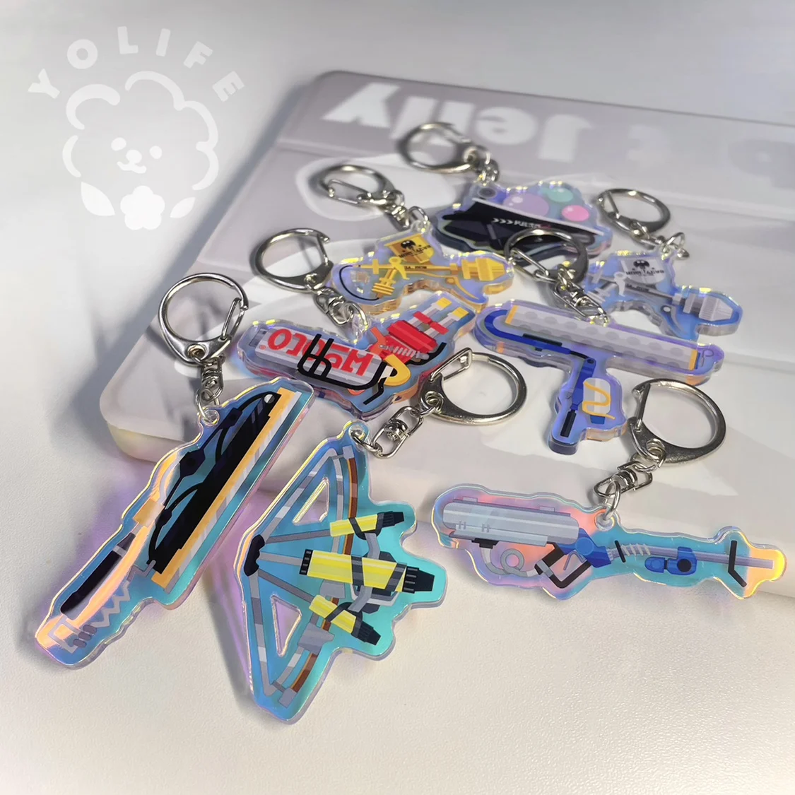 Game Splatoon 3 KeyChain Cute Backpack Weapons Pendant Laser Arms Keyring For Men And Women Fans Gifts