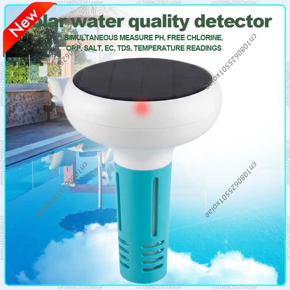 Solar Charging Smart Pool Monitor Floating Chlorine Tester WiFi 7-in-1 PH Salinity Temperature EC ORP for Pools Spas Hydroponics