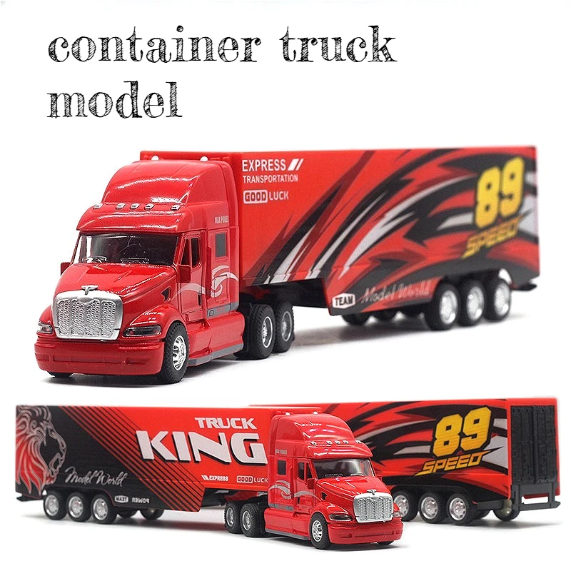 

1:48 American painted alloy container truck sound and light model toy children gift desktop decoration original packaging box