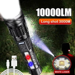 KDULIT High Power Led Tactical Flashlights Long Range Zoom Spotlight Torch Built-in Battery USB Rechargeable Camping Lamp