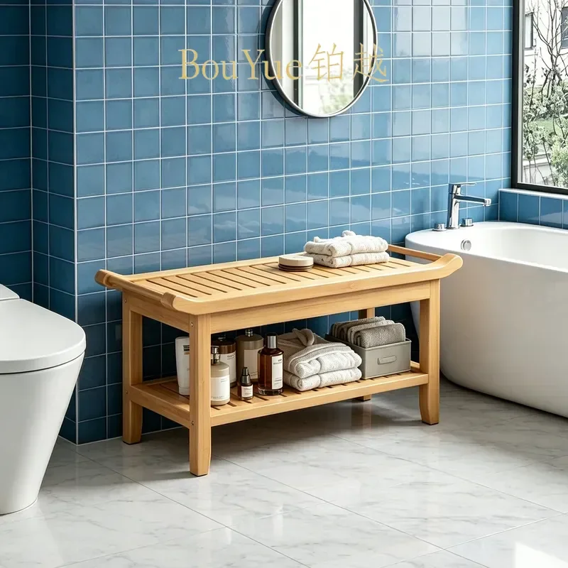 Waterproof Non Slip Shower Stool for Elderly Bathroom Seat Multi Functional Bath Chair Home Entryway Shoe Changing Bench