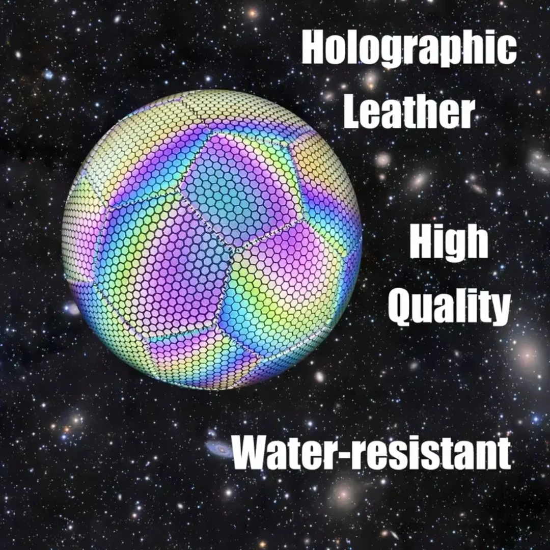 

Reflective Football Holographic Luminous Soccer Ball Night Outdoor Sports Glowing Standard Soccer Size 5 for Kids Adult Training