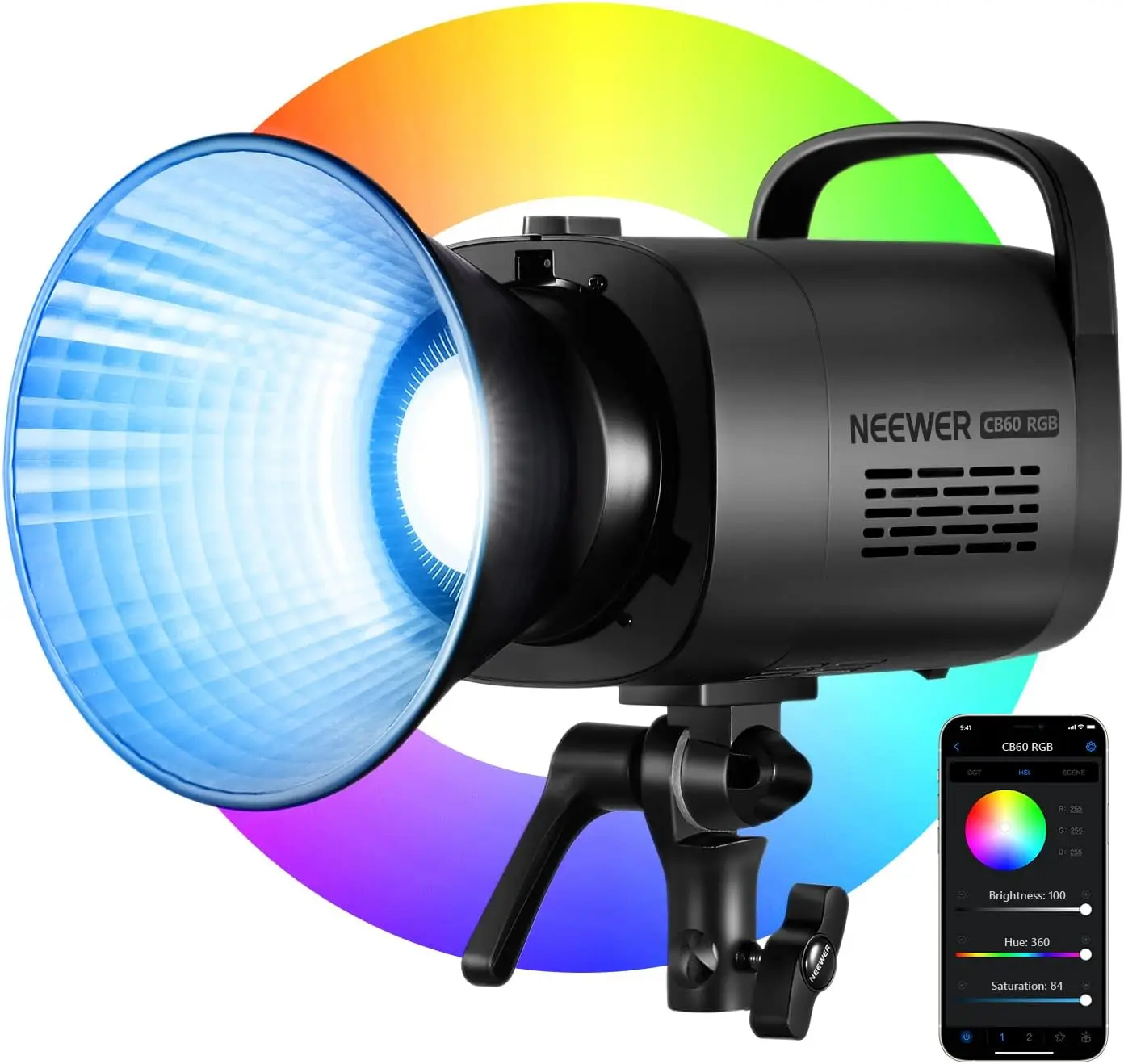 NEEWER CB Series 70W/130W/200W/300W RGB COB LED Video Light APP 2.4G Control CRI97+/TLCI97+ 17 Scenes Bowens Video Recording