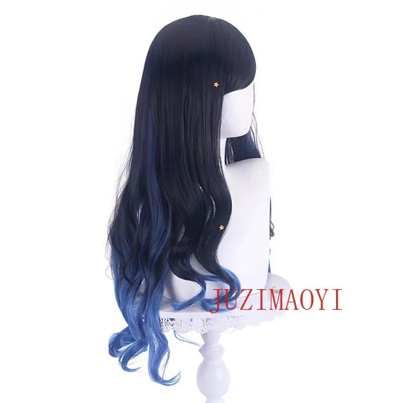Anime Project SEKAI COLORFUL STAGE! Shiraishi An Cosplay Wig Long 70cm Blue Gradient Curly Wigs Heat Resistant Synthetic Hair