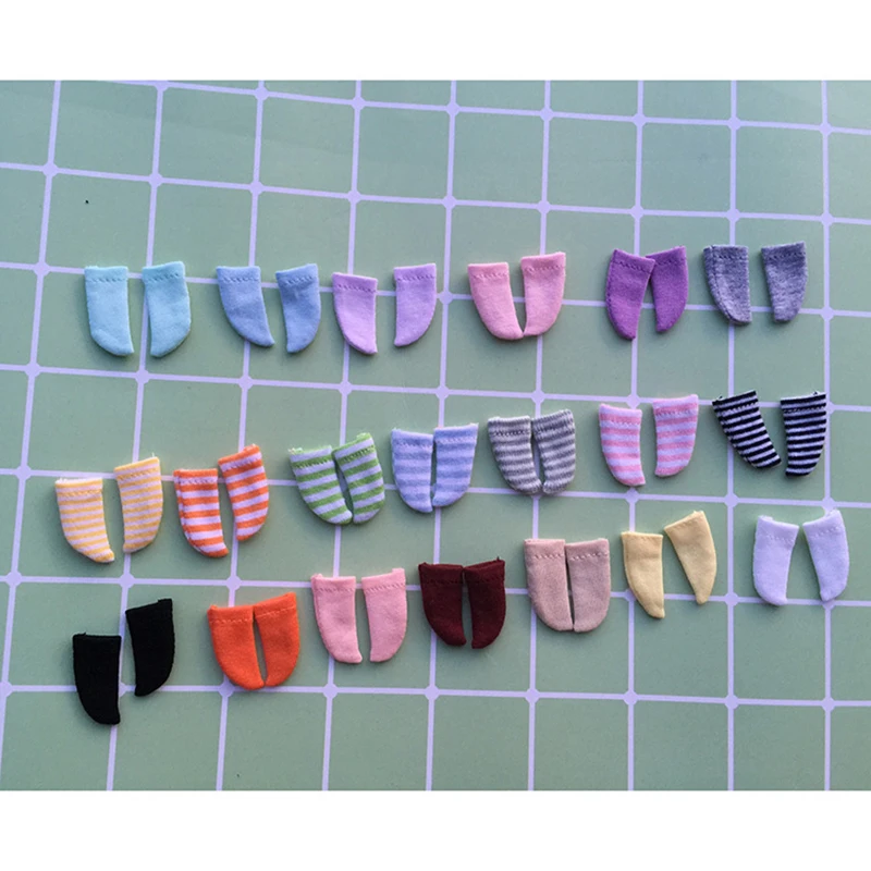 2 Pairs/ Lot Ob11 Baby Girl Socks 1/12 Bjd Doll Accessories Candy Color Stripe Socks Fit Obitsu YMY GSC Molly Cute Baby Clothing