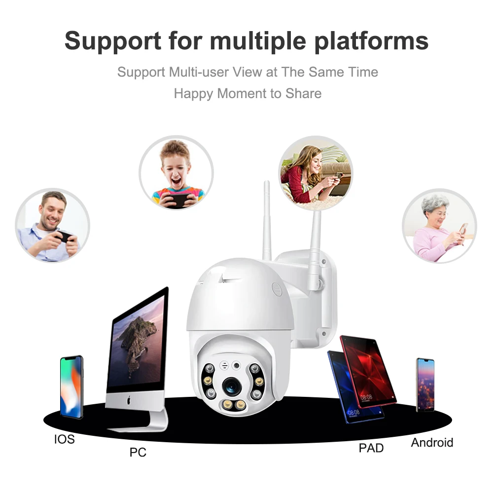 3MP WIFI Security Cameras Outdoor V380 Pro APP CCTV Two Ways AUDIO Speed Dome Wireless Surveillance IP Camera