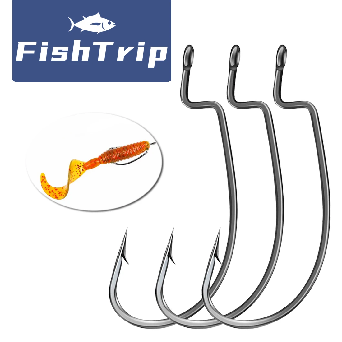 FishTrip EWG Worm Hook Fishing Hook for Bass Soft Lure Hook Texas Carolina Rig Saltwater High Carbon Steel Fishing Accessories