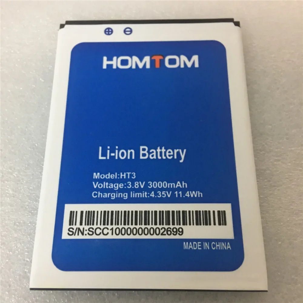 하이 퀄리티 Homtom HT3 Pro용 백업 배터리, 휴대폰 교체 배터리, 재고 충전, 3.8V, 3000mAh, 신제품