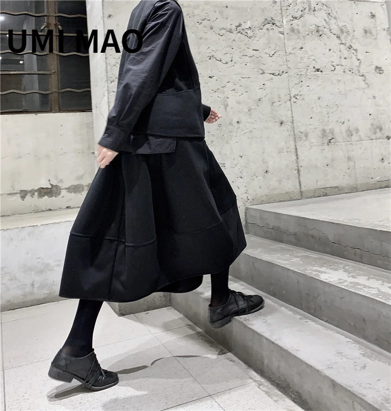 UMI MAO Yamamoto Dark Loose Half Skirt Pod Dress Skirts Femme Japanese Women Men Women Y2K Fashion Pastel Goth Clothes