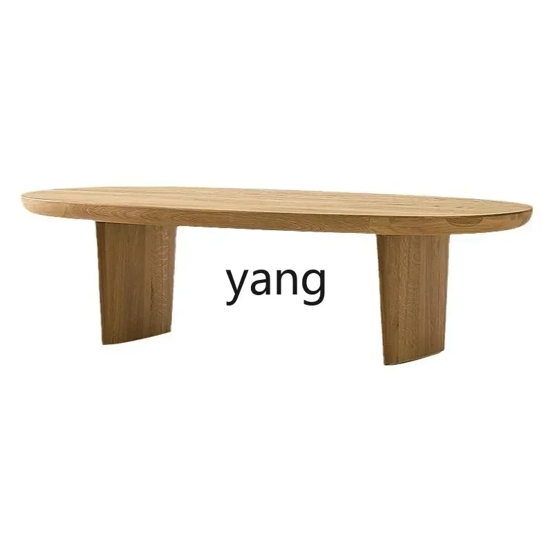 

LTT white oak solid wood coffee table oval living room tea table
