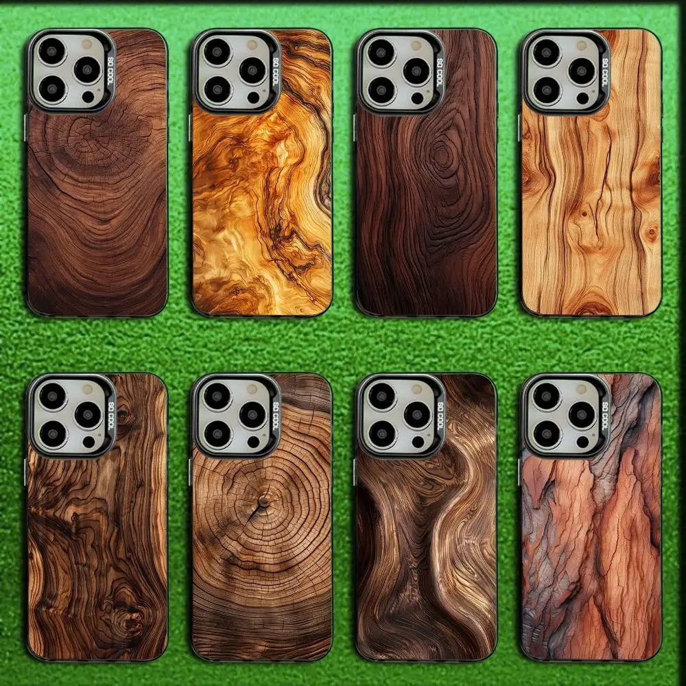 

Natural Wood Phone Case For iPhone 16,15,14,13,12,11,Mini,Pro,E,SE4,MAX Candy Matte Shockproof Black Cover
