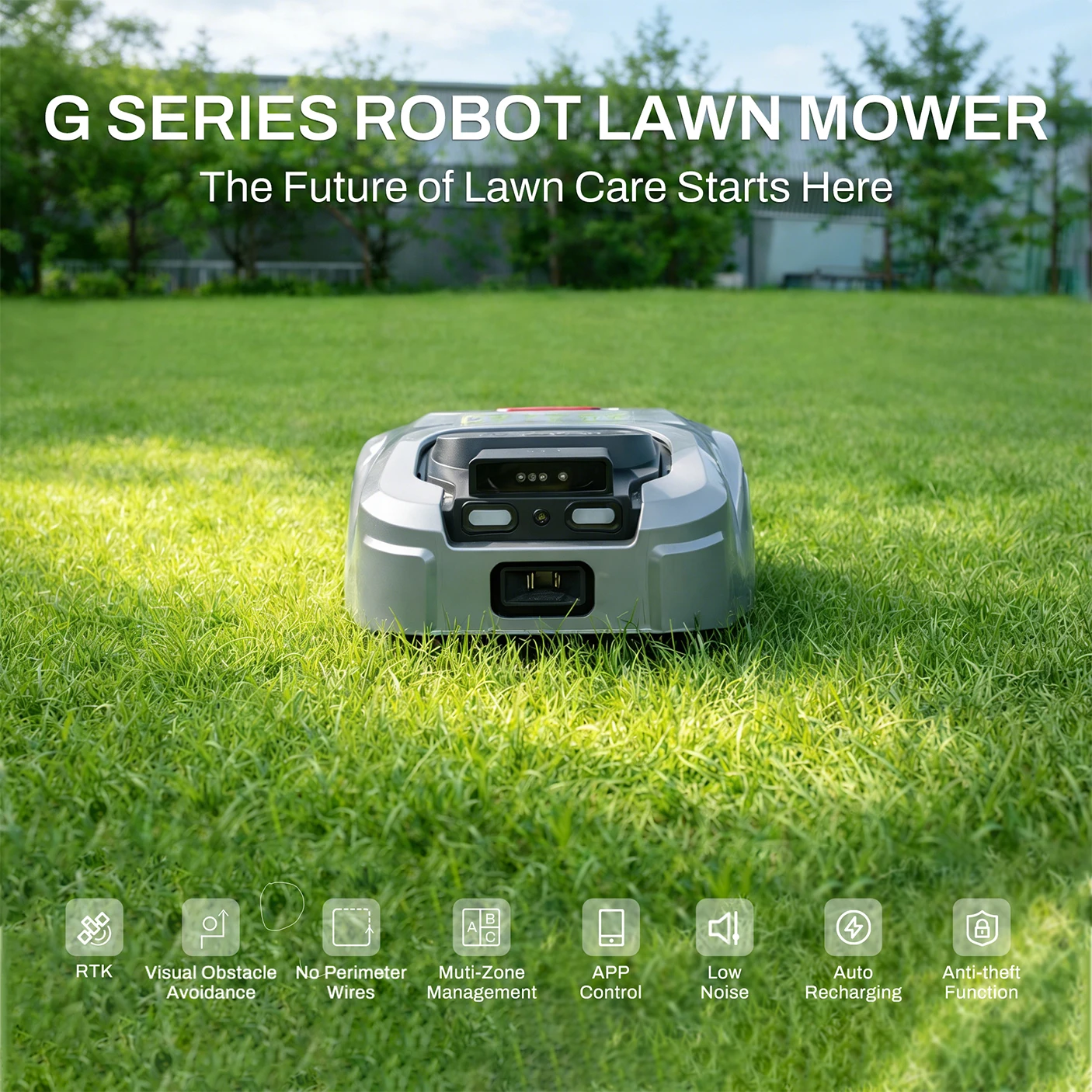 ISWARD GS Wire-Free RTK+AI Vision Robot Lawn Mower:1000㎡, Obstacle Avoidance, 4G/WiFi/Bluetooth App, GPS Anti-Theft