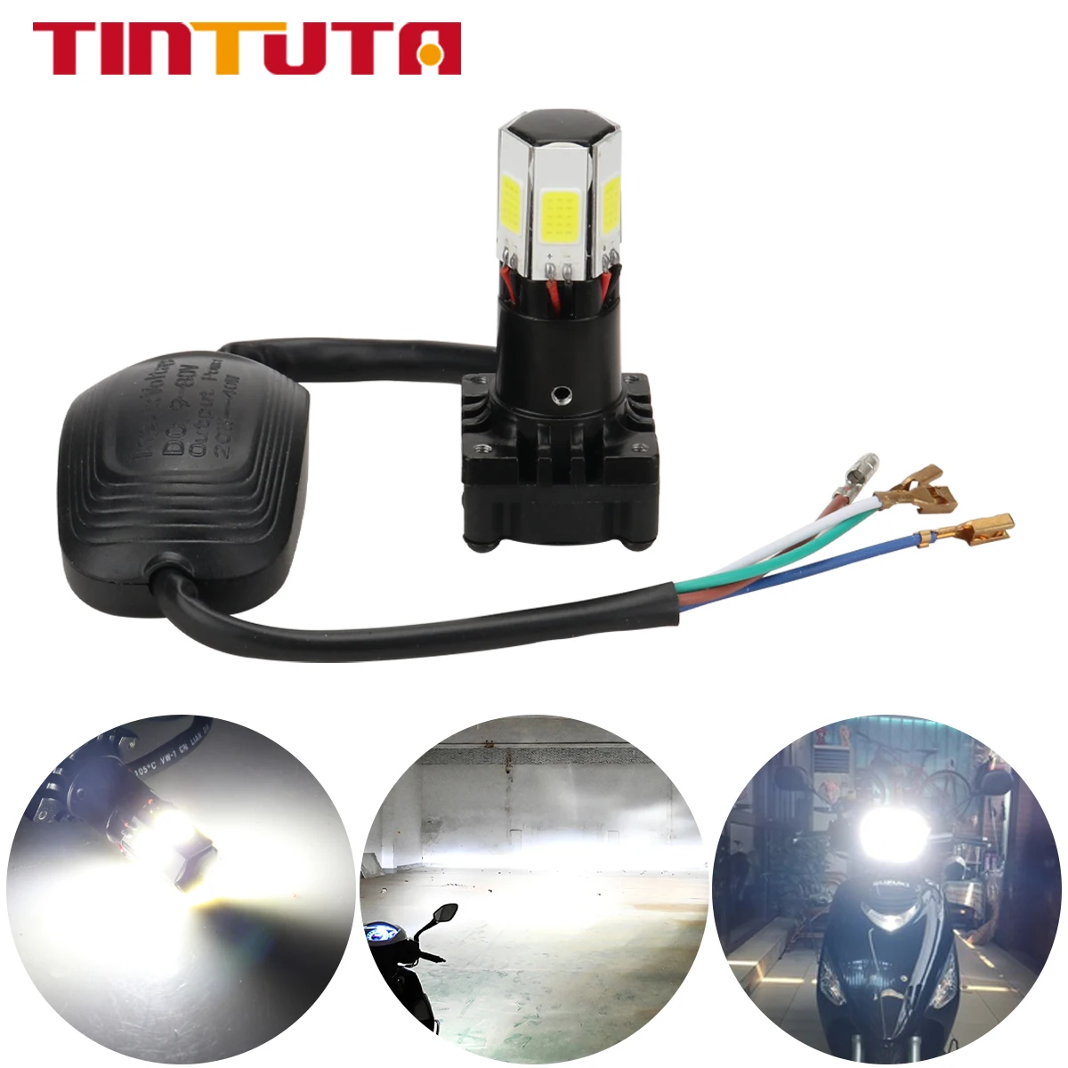 

Motorcycle Headlights 20-40W Fog Lamp COB Led Hi/Lo Beam Lamp 6 Side Flash Light Day Driving Light 6000K 12V White 1PC