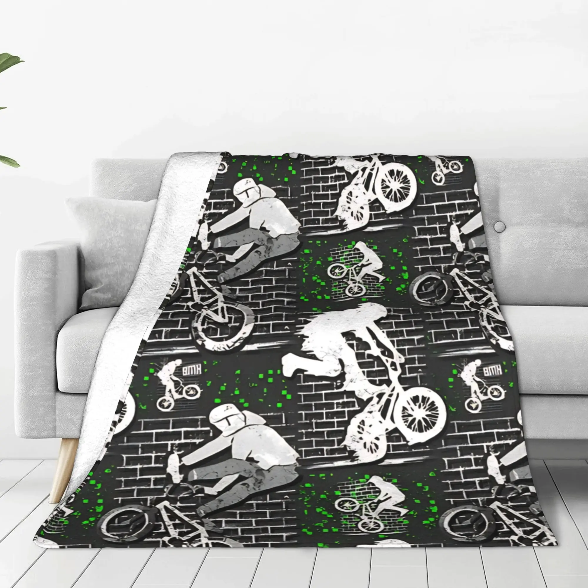 1PC Home Cute Room Decor Grunge Apparel  Bike Blanket Throw Blanket BMX Racing Novelty Warm Blanket All Season
