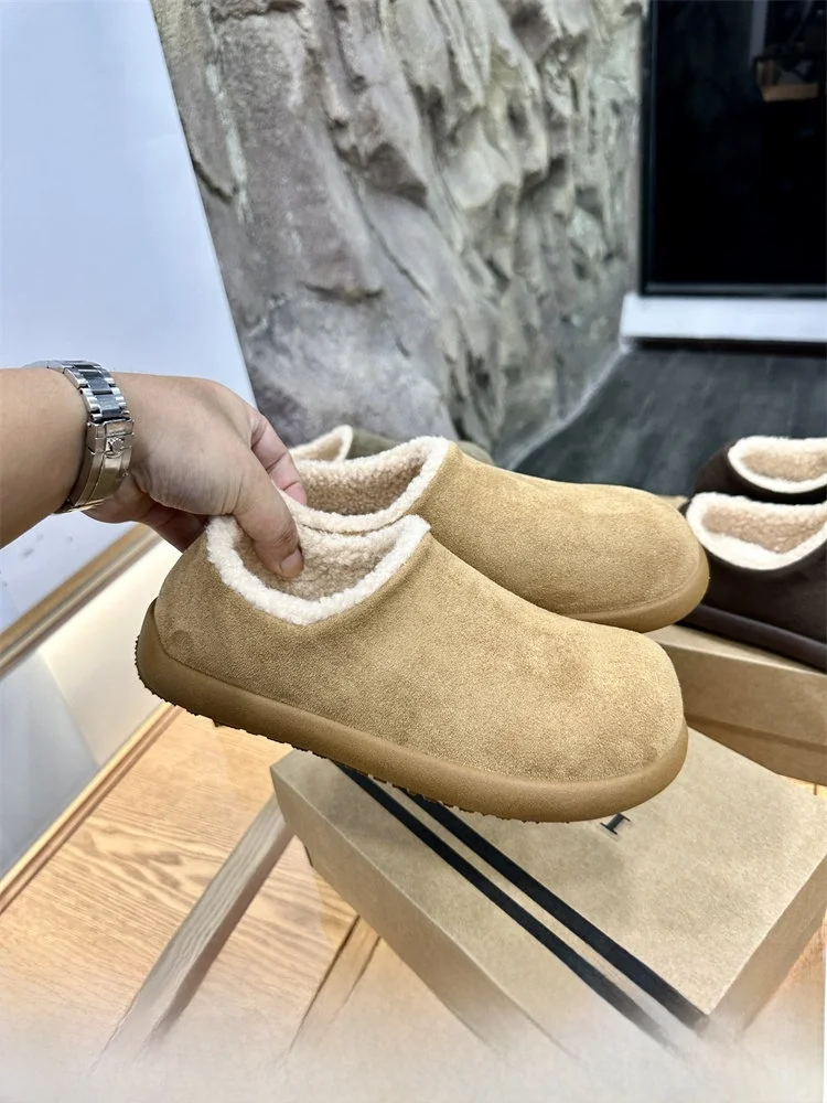 

Warmth And Style: Unisex Slip-On Snow Boots Fur Lined Leisurely Designed for Cold Weather Lightweight Soft Bottom Retro Stitc...