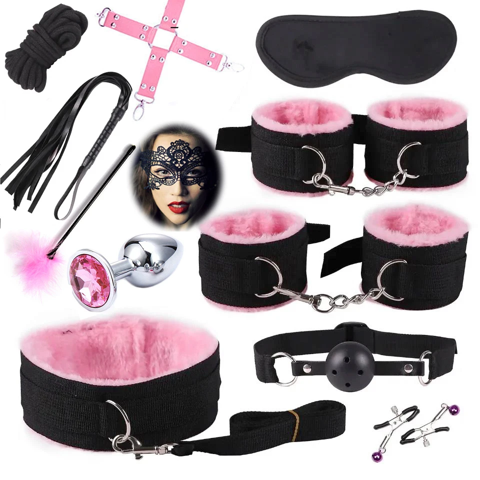 

Nylon, Couple BDSM Kit, Sexy Plush, Binding, Blindfold, Whip, Gag, Nipple Clip, Sex Toy, Handcuffs, Anklet, Sex Game, Exotic