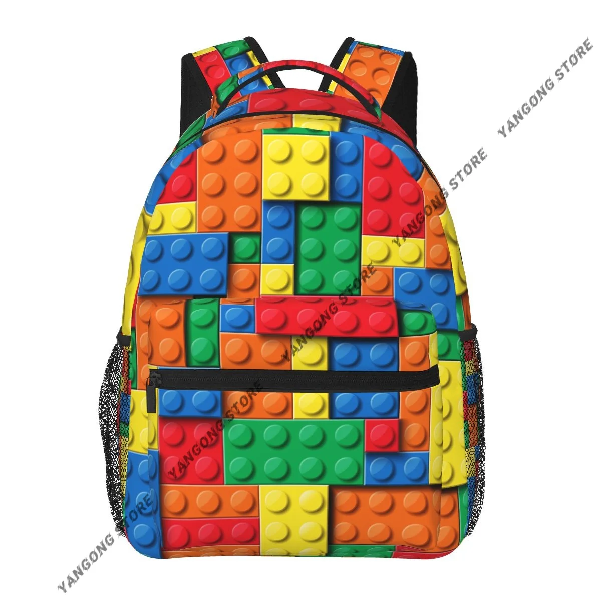 Fashion Backpack Women Men Unisex Students Backpacks Colorful Building Blocks Bricks Travel bag Bookbag