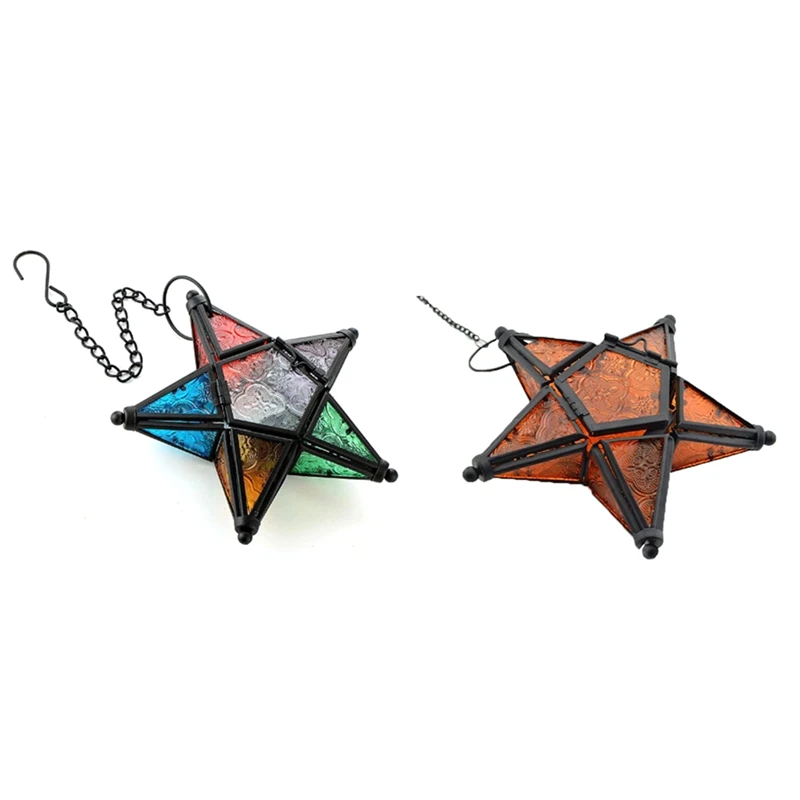 Castiçal de ferro estrela moravian castiçal estrela laranja luzes de chá velas estrela lanterna mini lanternas fácil de usar amarelo
