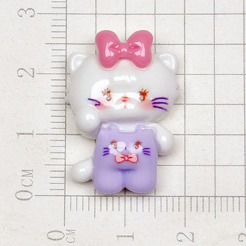 Mini figuras de animales de dibujos animados Kawaii, 10 piezas, Serie de cachorros y gatitos, adorno de resina con parte trasera plana, accesorios