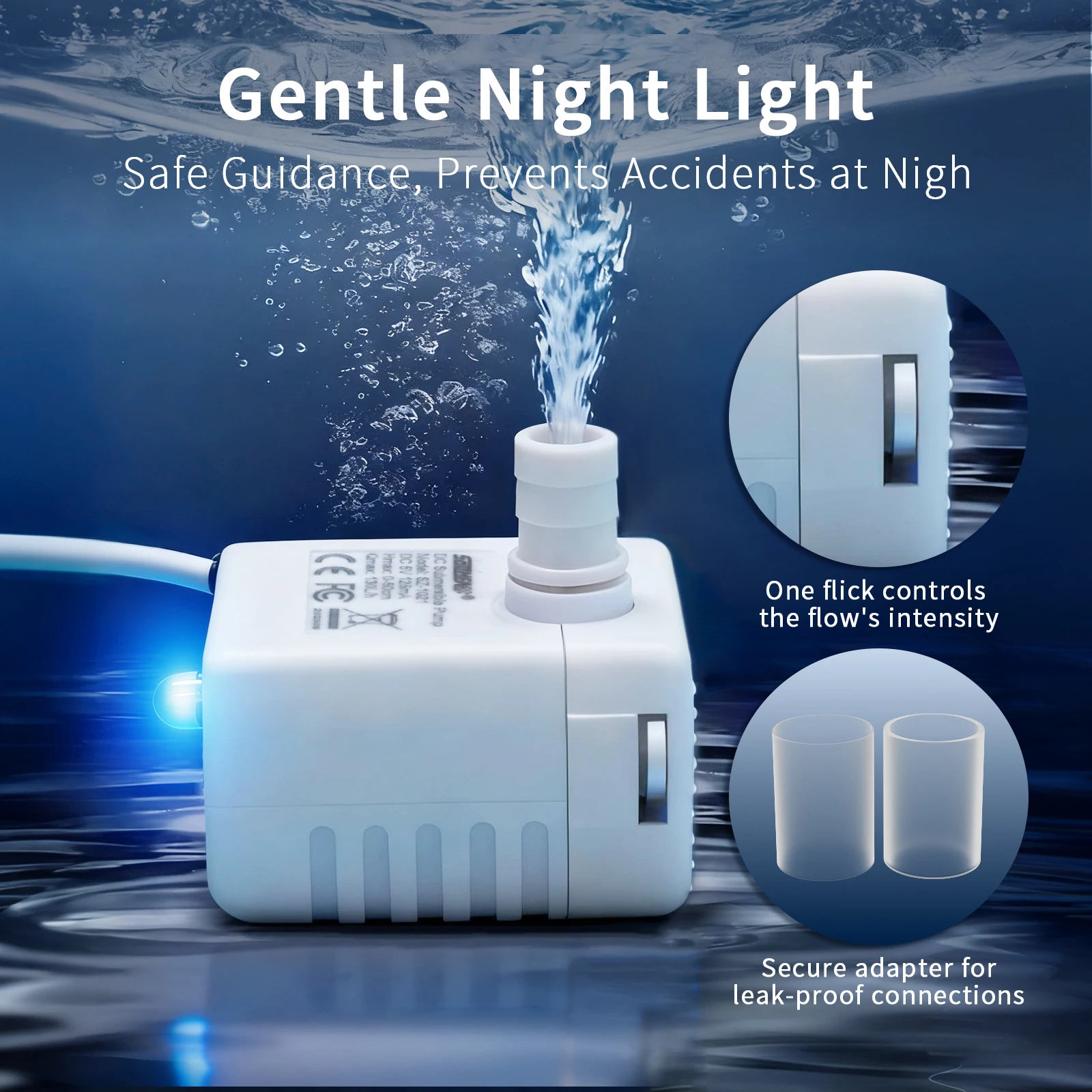 1-teilige, ultraeffiziente, leise USB-Wasserbrunnenpumpe für Haustiere mit LED-Anzeigeleuchte für Wasserbrunnen für Katzen, Premium-Ersatz – Detail 2