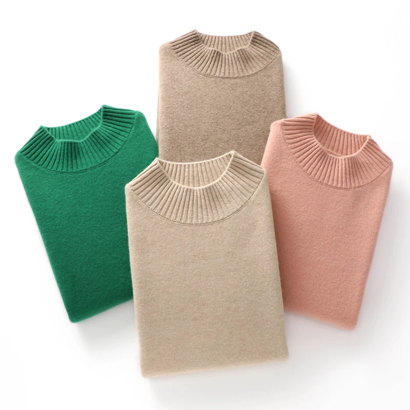 

2022 Hot Sale Autumn Winter 100% Pure Cashmere Sweater Turtleneck Women's High Quality Soft Female Loose Thickened Knitted Jumpe