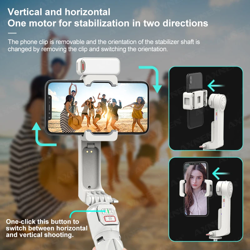 A10 Gimbal Stabilizer Selfie Stick Tripod Smartphone Handheld Gimbal with Fill Light Telescopic Rod Vlog Video Record for iPhone