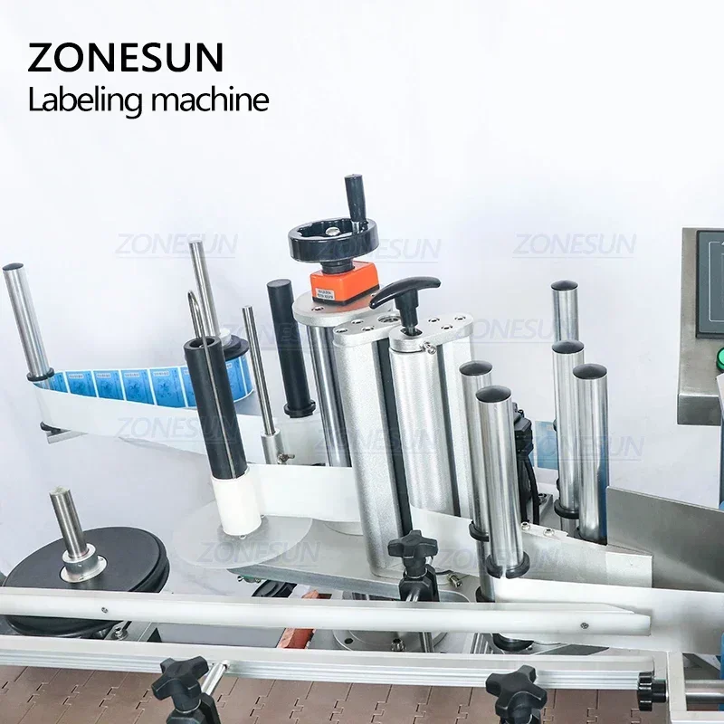 ZONESU ZS-TB260N Vertical Type Automatic Beverage Glass Round Bottle Can Jar Positioning And Labeling Machine Label Applicator