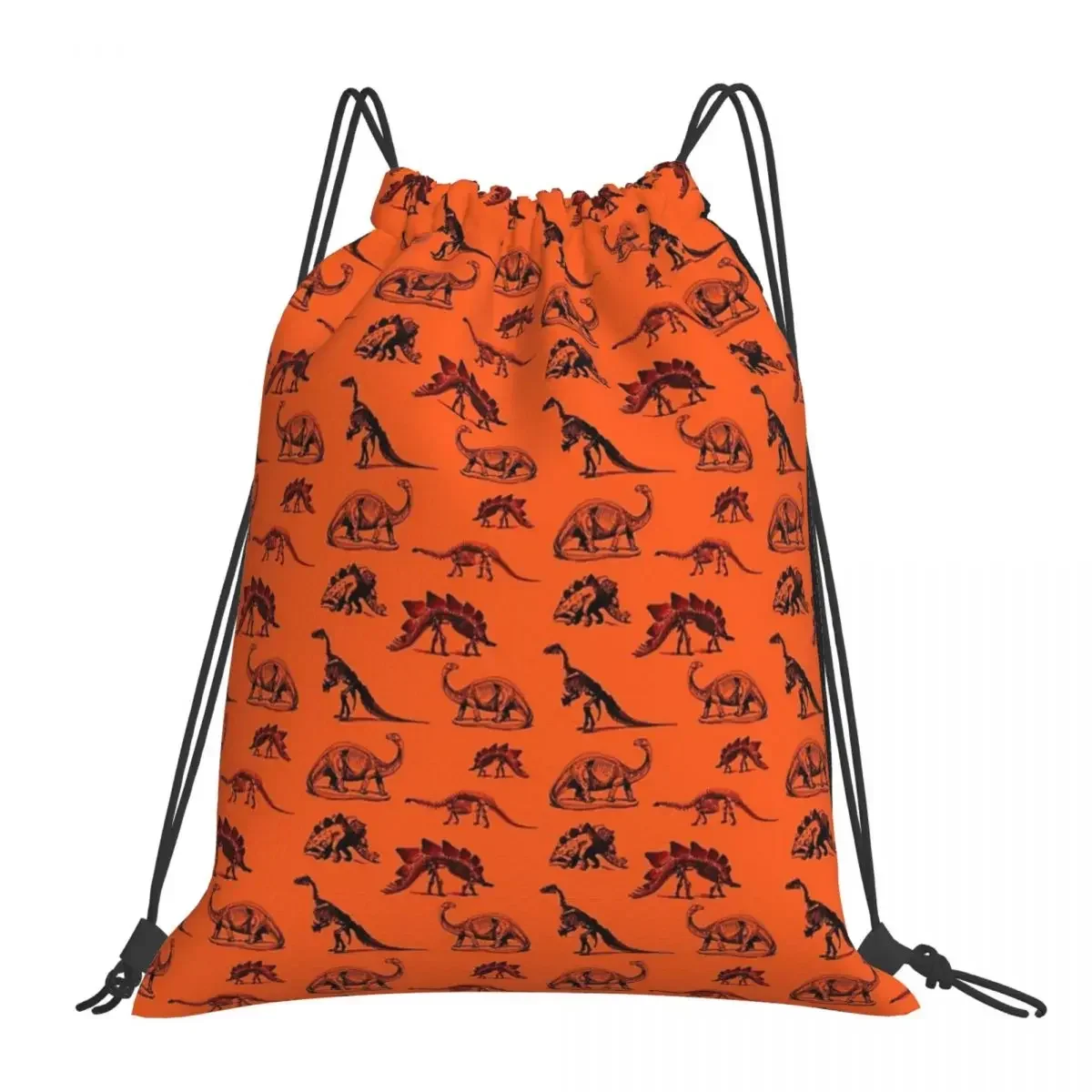 Vintage Museum Dinosaurs Black And Orange (smaller Version) Backpacks Drawstring Bags Sports Bag BookBag For Travel Students