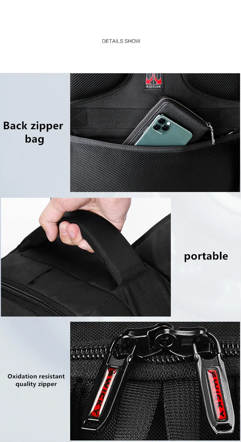 SWICKY-Bolsa Multifuncional de Grande Capacidade para Homens e Mulheres, Carregamento USB, Impermeável, Anti-Roubo, Mochila Laptop, Mala de Viagem