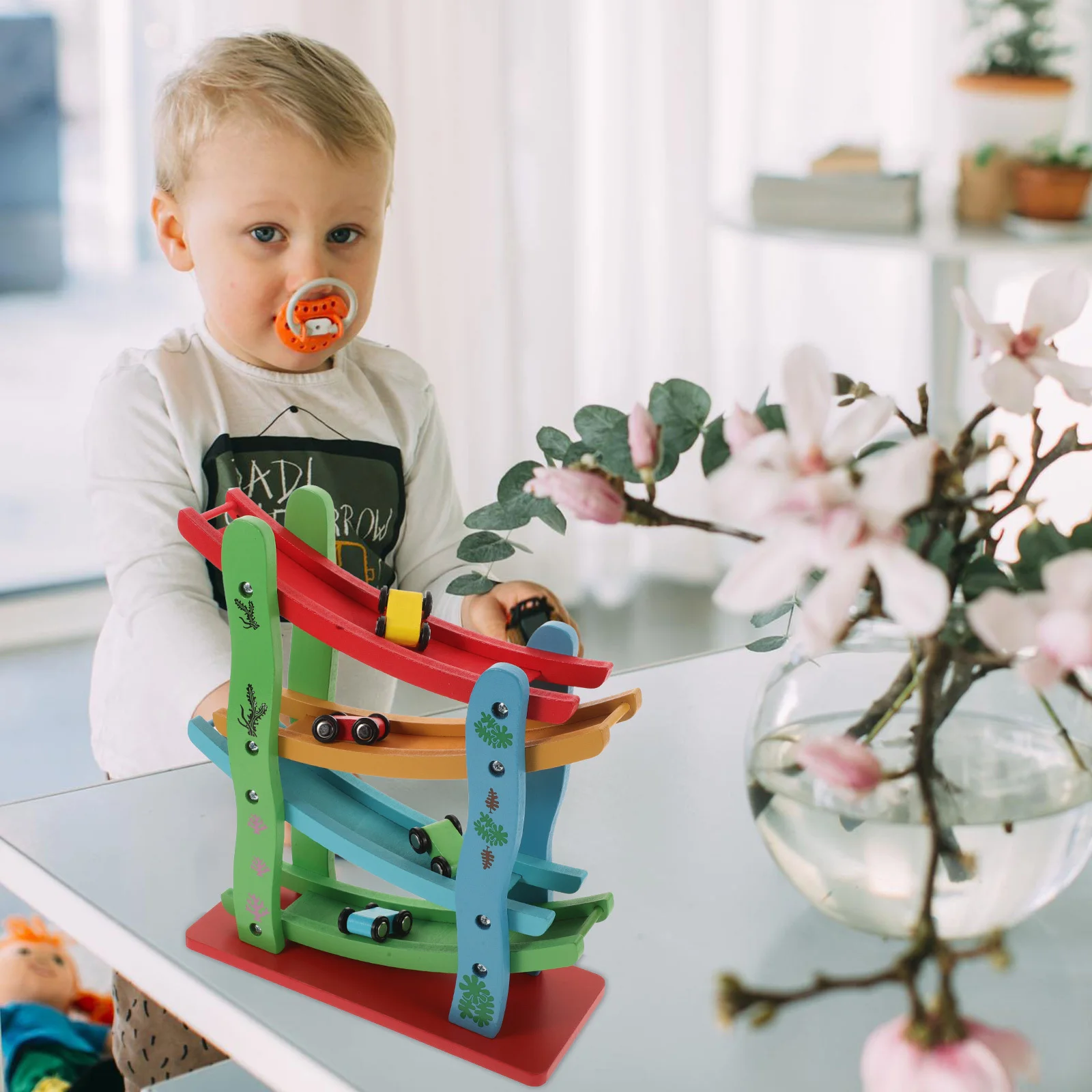 1 stuks vierlaags glijdende auto creatief houten racezweefvliegtuig speelgoed voor kinderen thuis educatief hand-oogcoördinatie