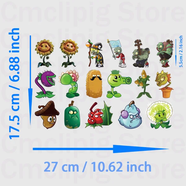 Plants vs. Zombies Clothing stickers small size thermoadhesive patches thermo-stickers for children iron on transfer