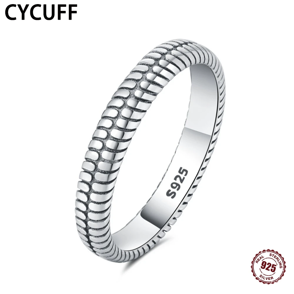 

CYCUFF S925 Sterling Silver Snake Pattern Closed Mouth Ring Charm Original for Women Personality Birthday Fine Jewelry Gift